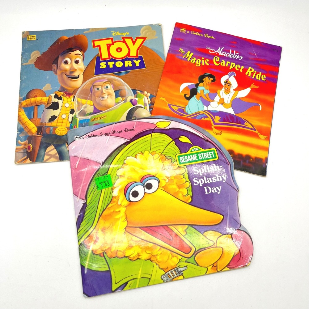 Disney Toy Story Aladdin Sesame‎ Street Golden Books Lot of 3 Vintage 90s